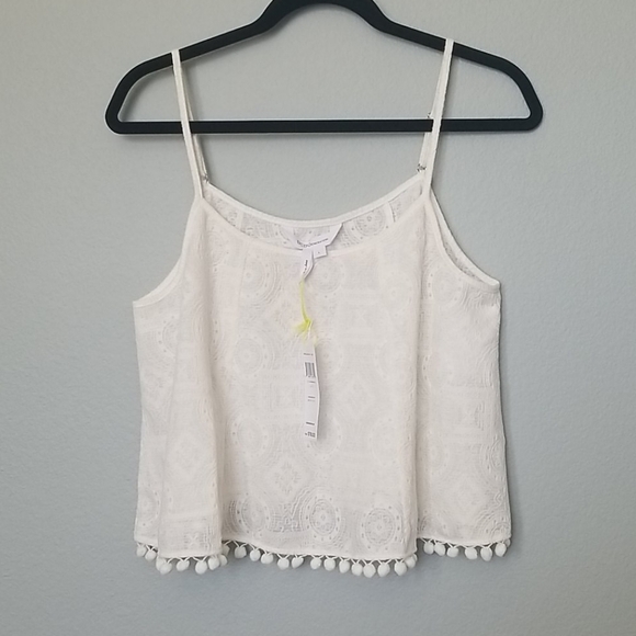 BCBGeneration Boho Hippie Soft Girl pompom tank large NWT - Picture 1 of 6